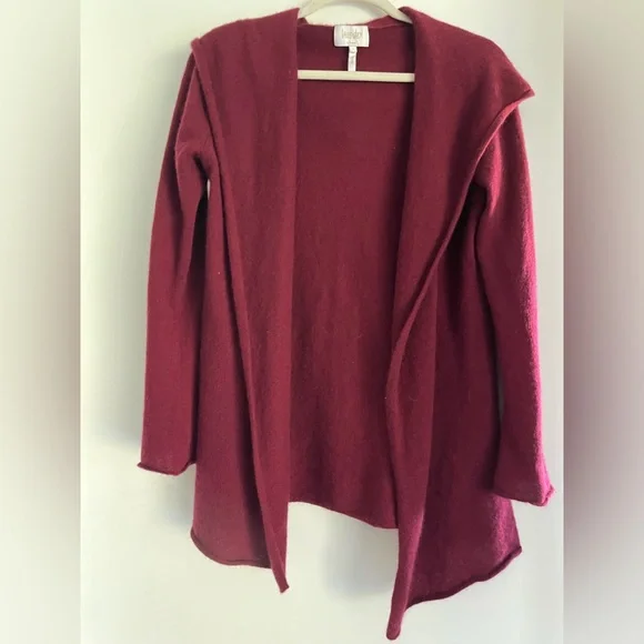 Cashmere Open Cardigan Burgundy Sweater .Laundry by Shellli Segal - Picture 2 of 5